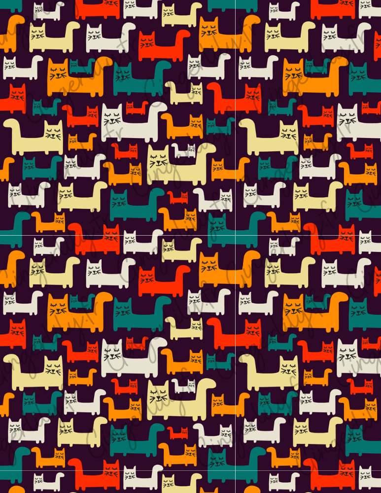 Feuille de transfert polymère – Motif Chats colorés 14x10 cm, x1 (G11013)