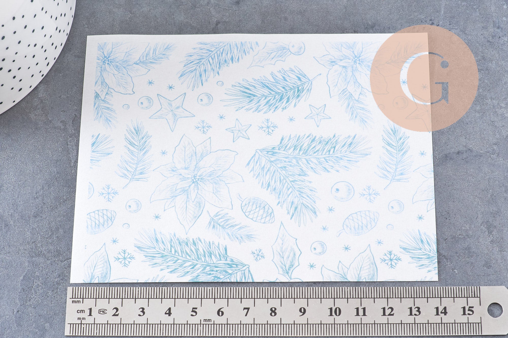 Feuille de transfert polymère – Motif Hiver Vert 14x10 cm, x1 (G10781)