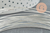 Fil métallique laiton argenté torsadé 0.8mm,x1 mètre G9640