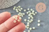 Grosses perles rocaille jaune clair, perles rocaille jaune, jaune opaque,perles verre, diamètre 4mm, lot 10Gr (G2081)