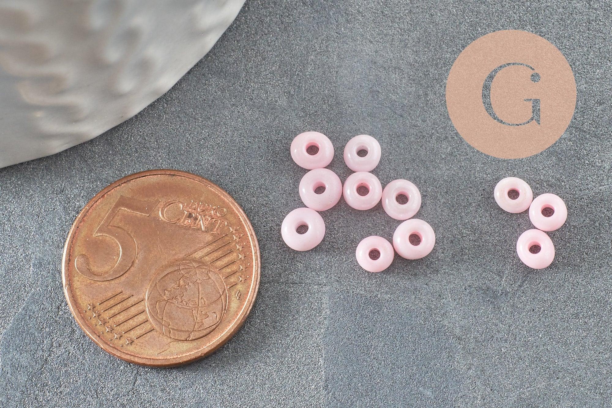 Grosses perles rocaille rose nacrée 4mm, perles rose pâle perlage x10g (G5474)