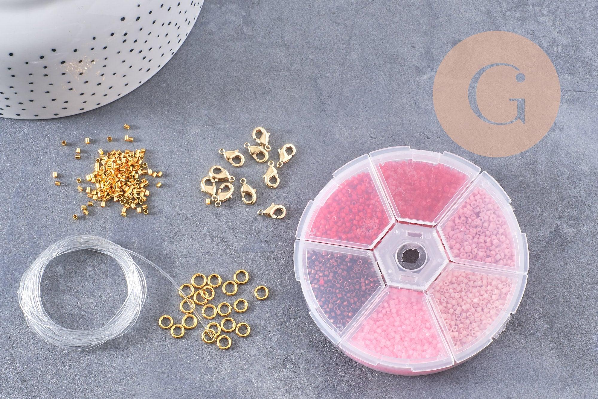 Kit de perles rocaille façon Miyuki Mix Rose, x1 (G9189)