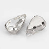 Cabochon goutte cristal transparent métal platine à coudre 6x10mm, x5 (G0021)