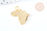 Pendentif Afrique acier 304 inoxydable doré 37.5mm, x1 (G8718)