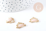 Pendentif Crabe zamac doré émail rose 15mm, x1 (G8991)
