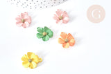 Pendentif Fleur colorée zamac doré 23,5mm, pendentif fleur , x1 (G8067)