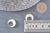 Pendentif Lune nacre noire/blanche naturelle non percé 12x11.5mm, x2 (G1736)