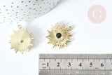 Pendentif Mauvais Oeil résine noire zamac doré 27,5mm, Pendentif zamac doré pour création bijou chance, x1 G8087