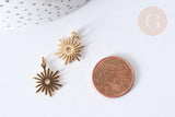 Pendentif Soleil acier 304 inoxydable doré 17.5mm, x1 (G7984)
