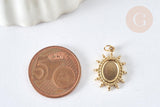 Pendentif Soleil pour cabochon ovale acier 304 inoxydable doré IP 18mm , x1 (G8032)