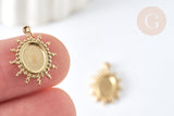 Pendentif Soleil pour cabochon ovale acier 304 inoxydable doré IP 18mm , x1 (G8032)
