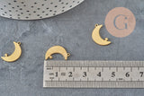Pendentif acier doré inoxydable lune avec étoile 17.5mm, acier hypoallergénique sans libération de nickel, x1 (G6155)-Breloques et pendentifs-Gingerlily Perles