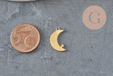 Pendentif acier doré inoxydable lune avec étoile 17.5mm, acier hypoallergénique sans libération de nickel, x1 (G6155)-Breloques et pendentifs-Gingerlily Perles