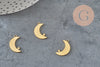 Pendentif acier doré inoxydable lune avec étoile 17.5mm, acier hypoallergénique sans libération de nickel, x1 (G6155)-Breloques et pendentifs-Gingerlily Perles
