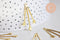 Pendentif acier doré pluie étoiles 41mm, breloque doré, acier inoxydable doré, pendentif sans nickel, x1 (G10577)
