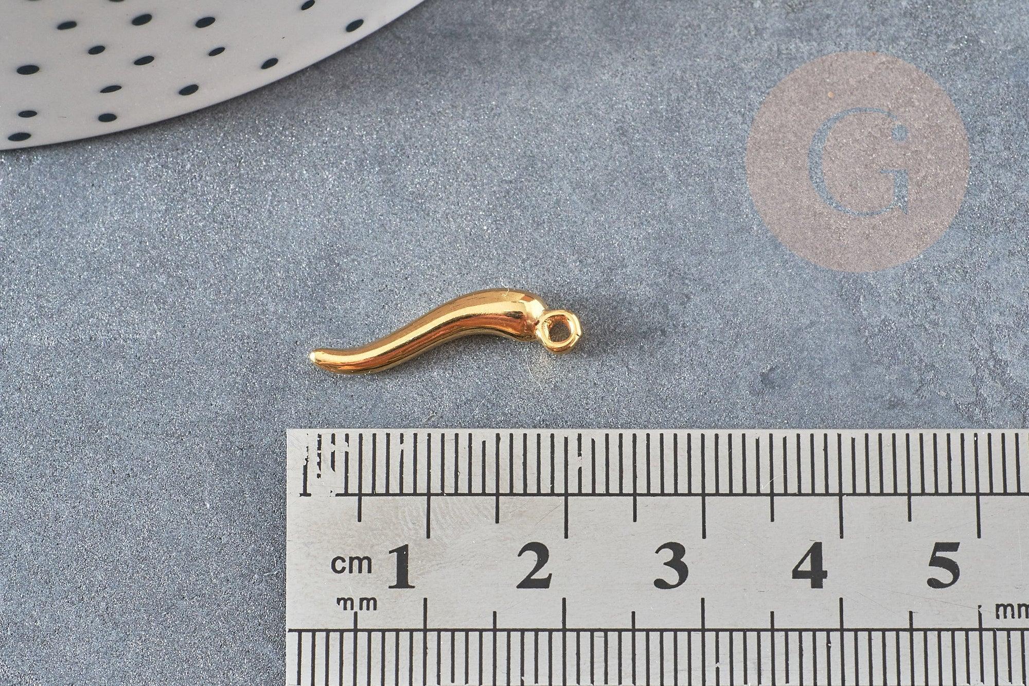 Pendentif acier inoxydable 304 doré piment 15mm, breloque doré acier pour création bijoux, x2 (G1982)
