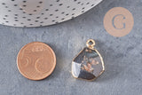 Pendentif agate noire, pendentif pierre, agate naturelle, support doré, création bijoux, pierre naturelle, 17-22mm, x1, G1897