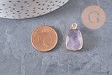 Pendentif améthyste violette, fournitures créatives, pendentif pierre, support doré, 25mm, x1 G1044