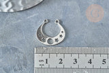Pendentif argenté torque lune et étoiles acier inoxydable 19mm, breloque acier inoxydable platine x1 G7605