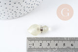 Pendentif bouteille parfum quartz citron naturel laiton platine 27mm, x1 (G9105)