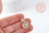Pendentif bouteille parfum quartz citron naturel laiton platine 27mm, x1 (G9105)