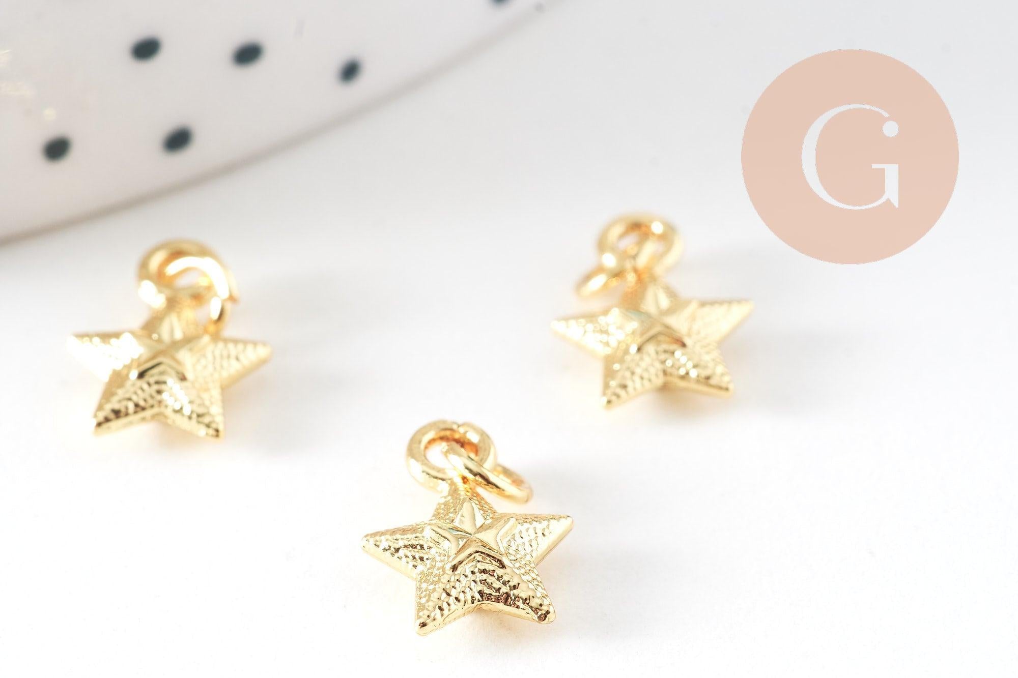 Pendentif breloque étoile zamac doré 11.5mm, x5 (G5593)