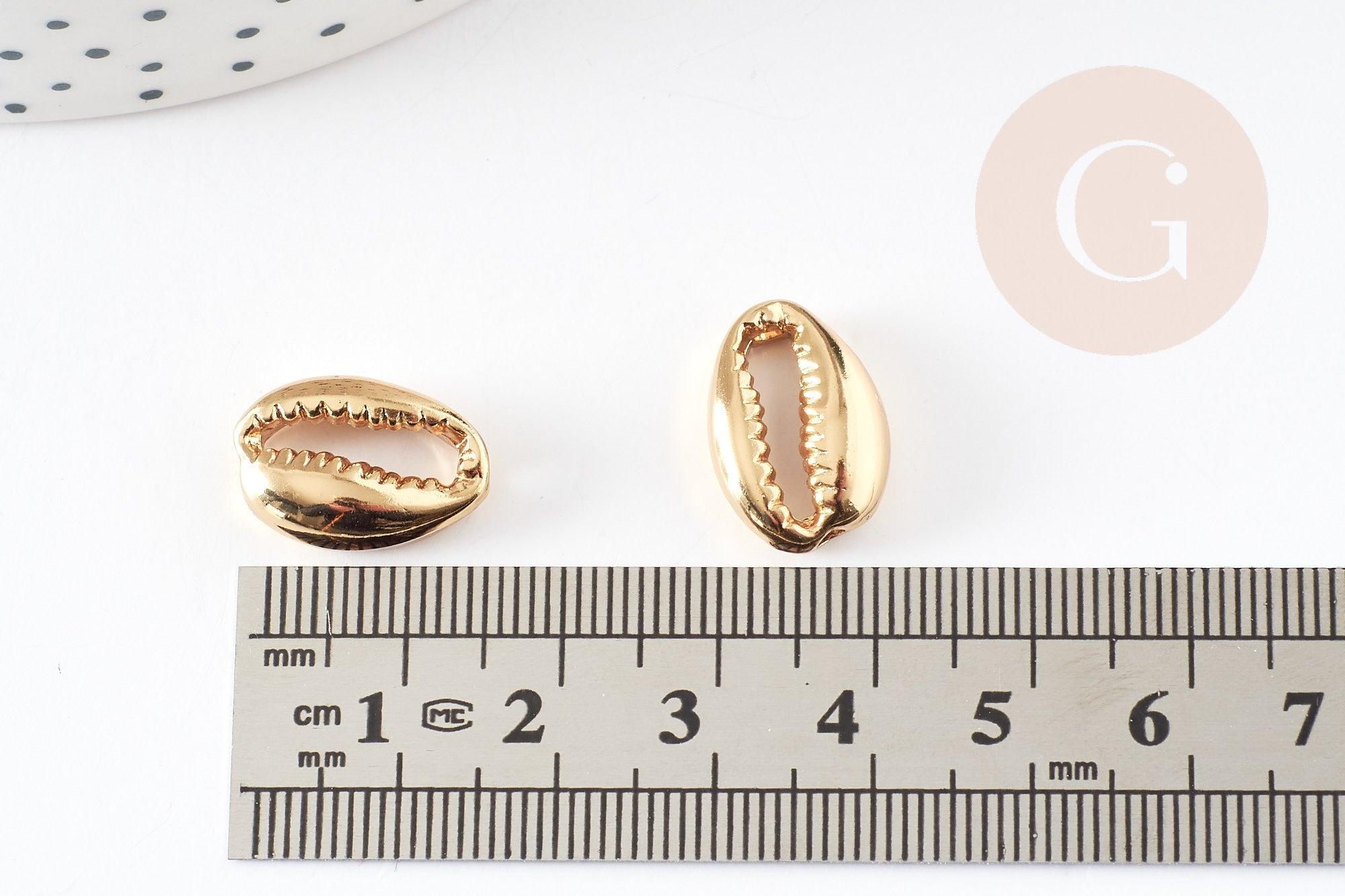 Pendentif cauri zamac doré 17mm , pendentif coquillage création bijoux x5 G0814