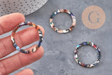 Pendentif cercle multicolore acetate 34.5mm,connecteur plastique, x5 (G4757)