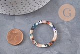 Pendentif cercle multicolore acetate 34.5mm,connecteur plastique, x5 (G4757)