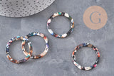 Pendentif cercle multicolore acetate 34.5mm,connecteur plastique, x5 (G4757)
