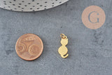 Pendentif chat acier 201 doré inoxydable 17mm, x1 VALIDE-Breloques et pendentifs-Gingerlily Perles