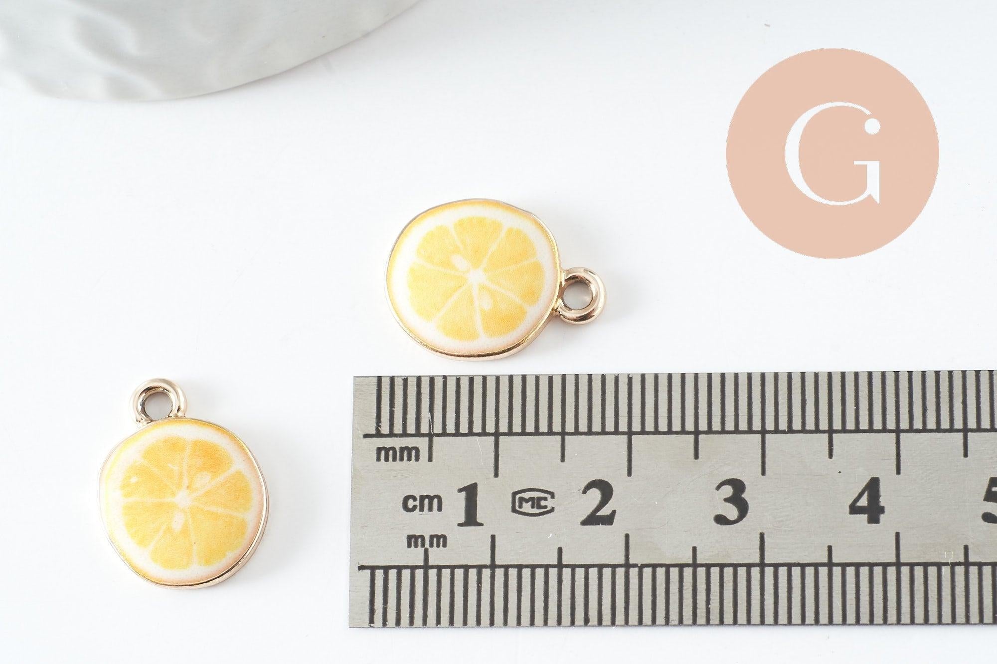 Pendentif citron doré zamac doré 17mm, x5 (G5273)