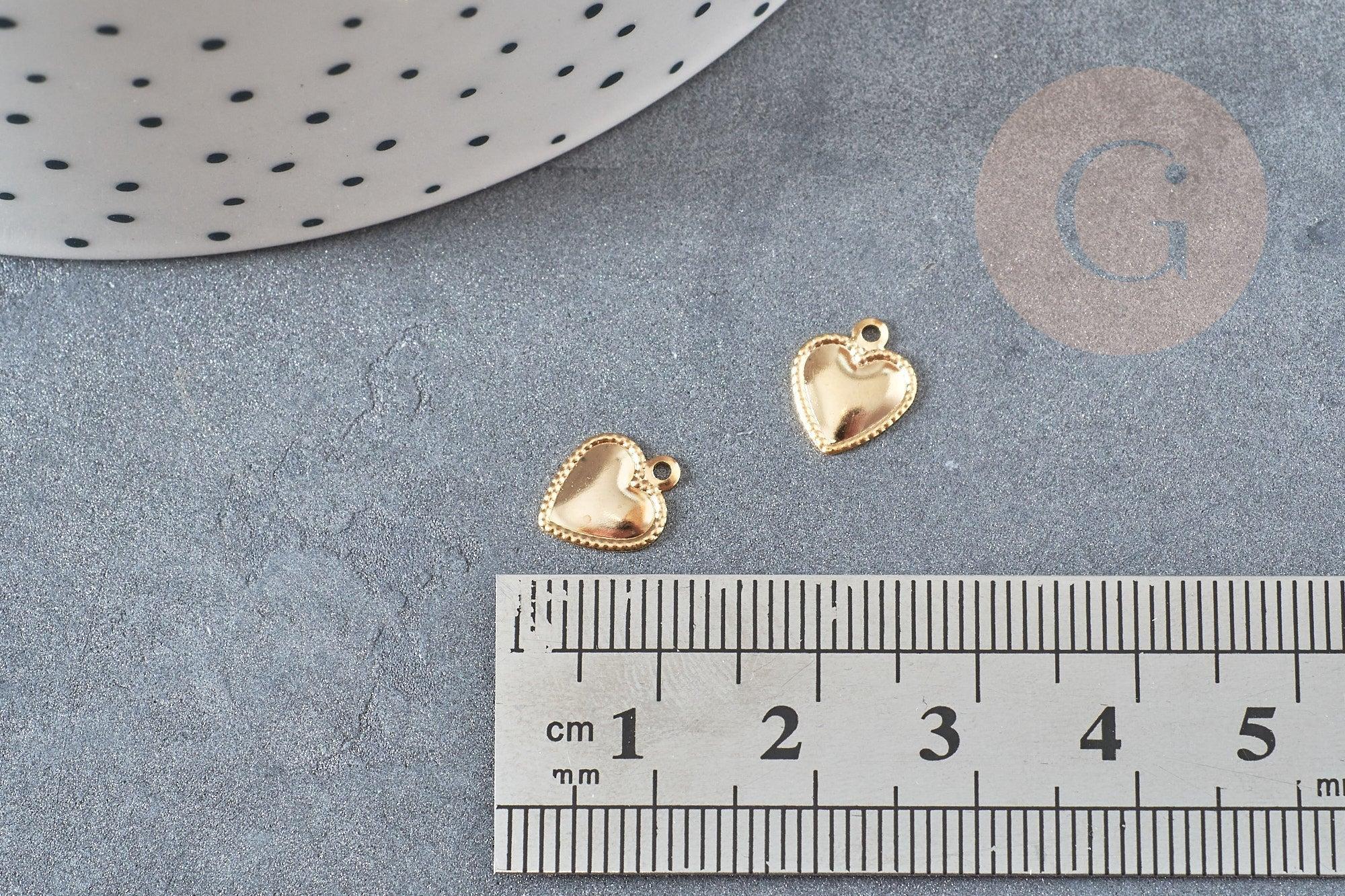 Pendentif coeur acier 304 inoxydable doré 10mm,x5 (G4914)