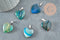 Pendentif coeur agate bleu ciel acier argenté, pierre agate naturelle bleue,création bijoux en pierre naturelle, 23mm, x1 G5182