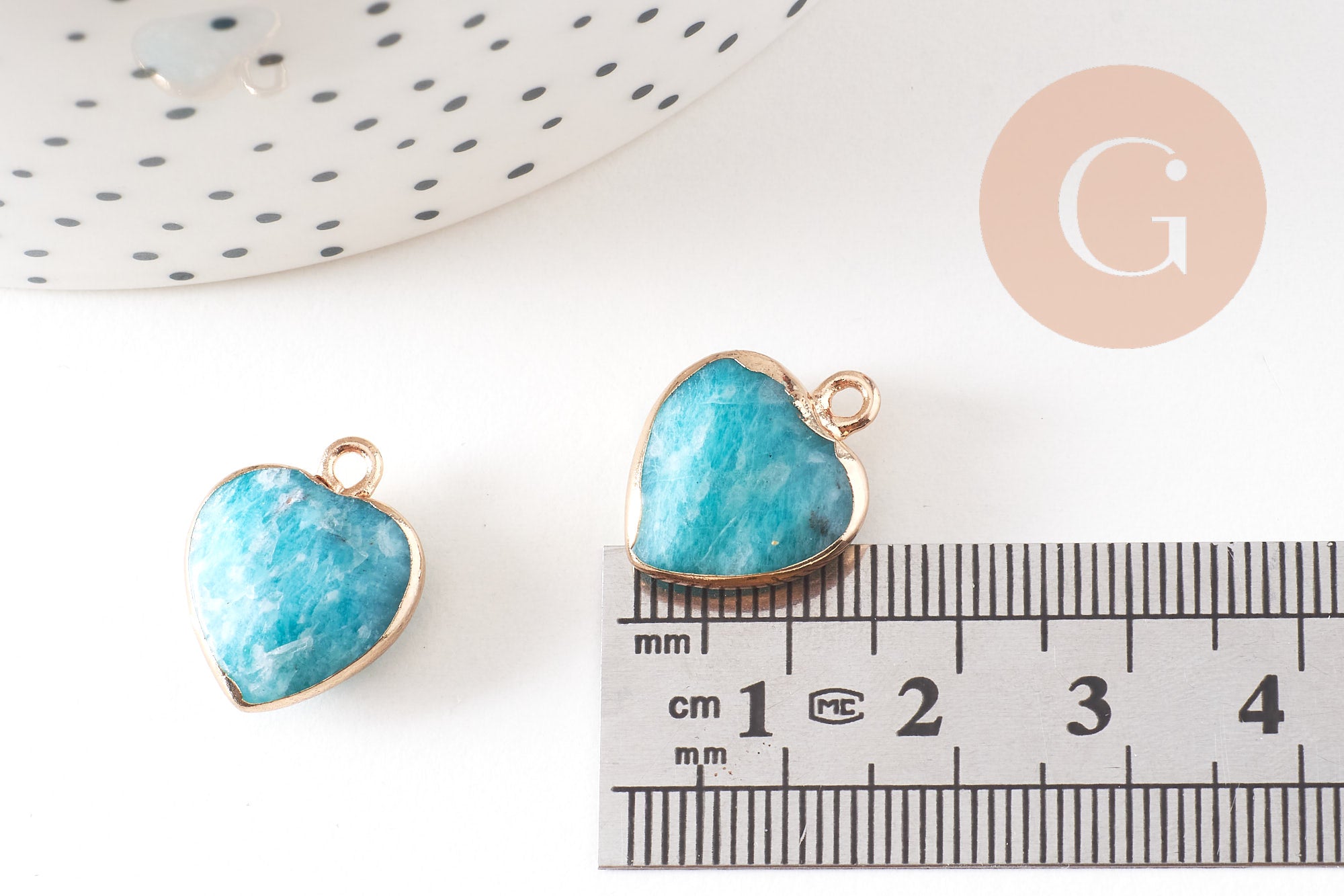 Pendentif coeur amazonite facettes, fournitures créatives, pendentif pierre, amazonite naturelle, pendentif coeur,17mm, Unité (G0350)