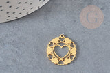 Pendentif coeur évidé acier 201 doré inoxydable 21mm, x1 (G4829)