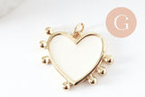 Pendentif coeur laiton doré émaillé,pendentif doré,coeur doré, pendentif laiton doré,23mm, x1 (G2950)