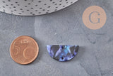 Pendentif connecteur acetate demi-cercle bleu nuit 23mm, x2 ou x10 (G0458)