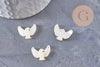 Pendentif connecteur colombe nacre blanche naturelle 18mm, x1 (G9928)