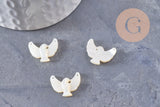 Pendentif connecteur colombe nacre blanche naturelle 18mm, x1 (G9928)