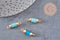 Pendentif connecteur jade bleu tube fer doré 20mm, pendentif bijoux pierre, x1 (G1031)