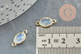 Pendentif connecteur ovale en cristal opalite laiton doré 15mm, x1 (G4675)