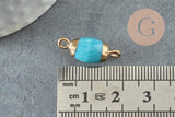 Pendentif connecteur ovale verre bleu fer doré 21mm,création bijou cristal et or, x1 (G4031)
