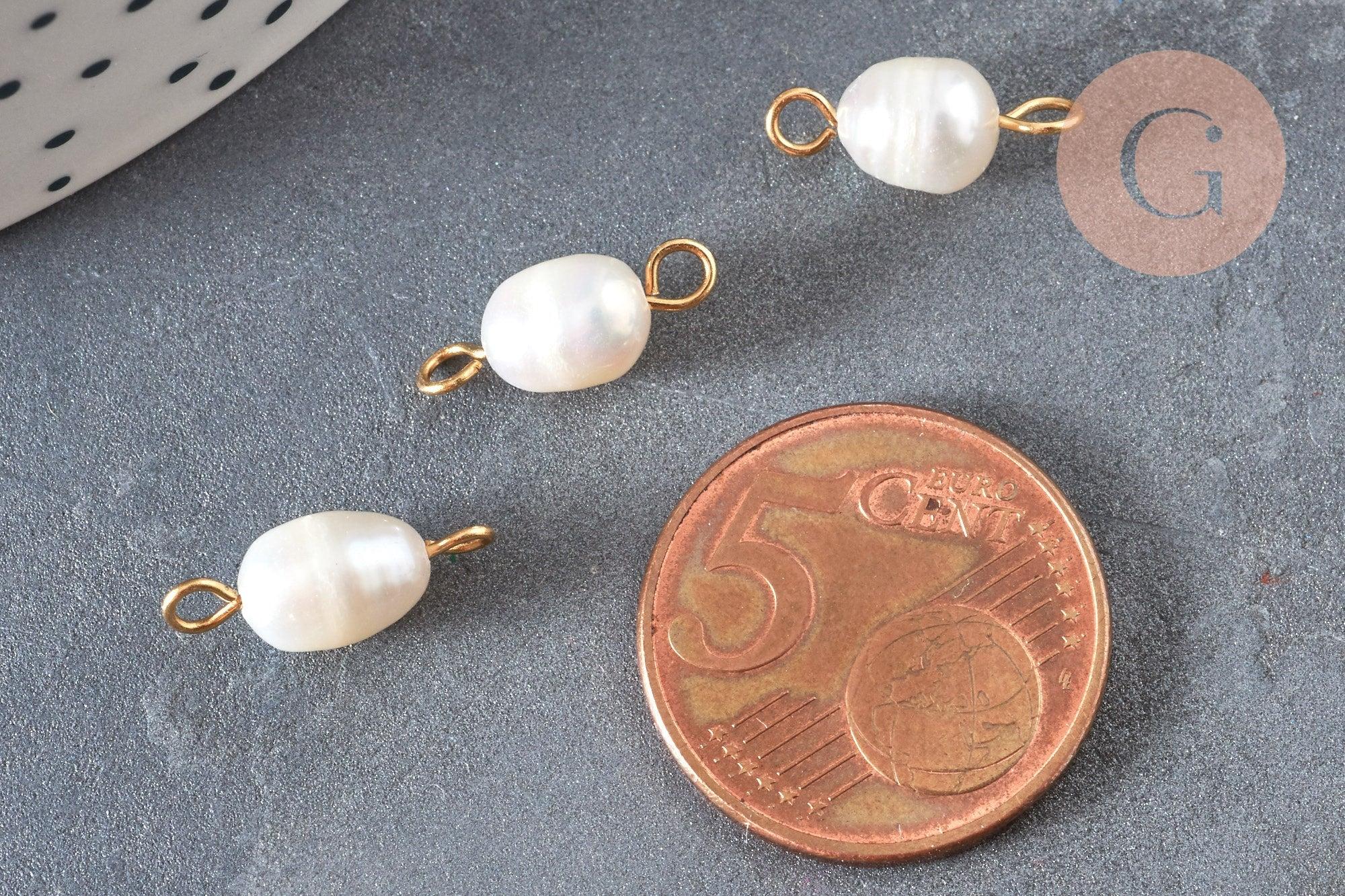 Pendentif connecteur perle naturelle laiton doré 18K 14.5-15mm, x1 (G6964)