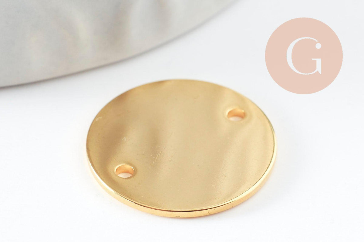 Pendentif connecteur rond acier 201 inoxydable doré 16mm, x1 (G10183)