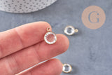 Pendentif connecteur rond laiton brut Cristal transparent,création bijou cristal et or,15mm, x1 G4408