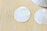 Pendentif connecteur rond nacre naturelle blanche 2 trous 40mm, x5 (G3771)