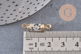 Pendentif connecteur tube jaspe dalmatien doré,tube jaspe,jaspe naturel,20mm, x1 (G1211)