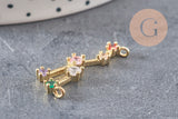Pendentif constellation laiton doré zircons, un pendentif celeste du signe horoscope du Taureau,26.5mm x1 (G4927)