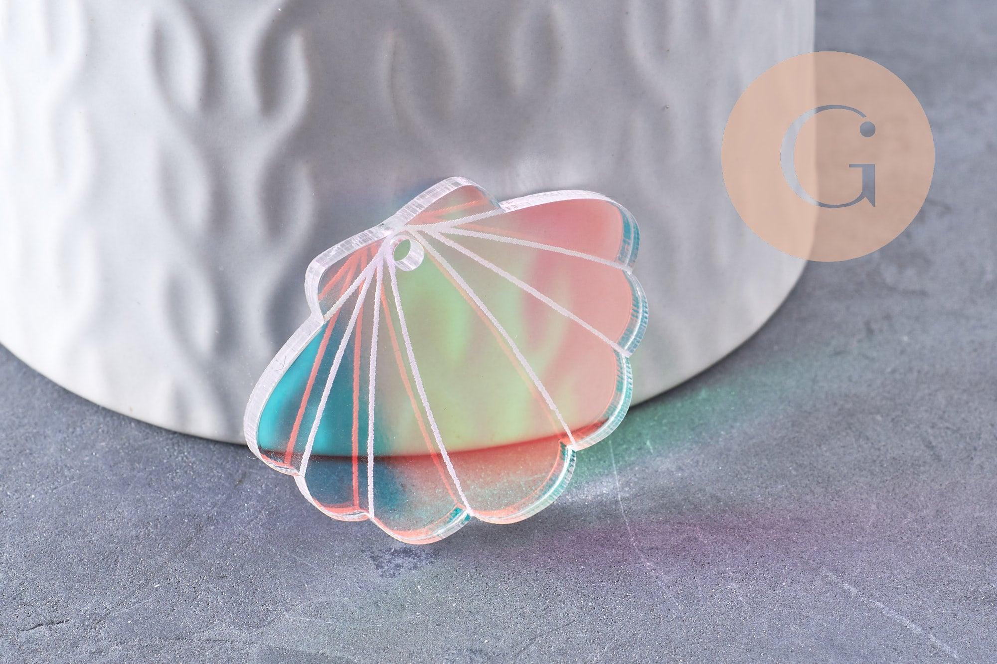 Pendentif coquillage acrylique 25/27.5mm, x2 (G10274)